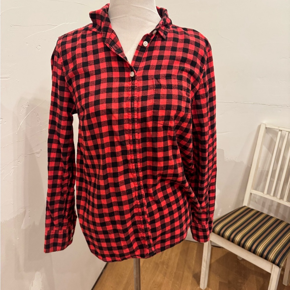 J. Crew Red and Black Checkered Shirt